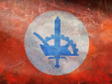 Eski Verdinaso bayrağının üst görüntüsü, grunge desenli Belçika. Belçika seyahati ve vatanseverlik kavramı. Bayrak direği yok. Uçak düzeni, tasarım. Bayrak arkaplanı