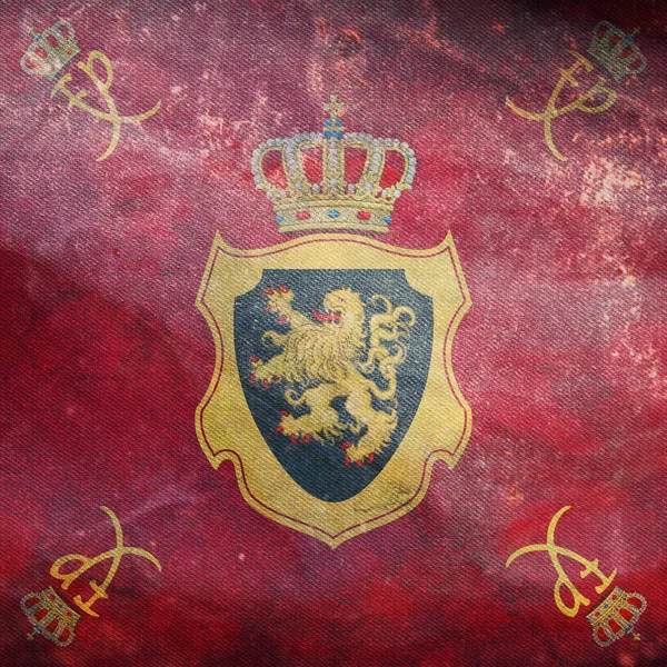 Horní Pohled Retro Vlajku Royal Standard King Philippe Belgie Grunge — Stock fotografie