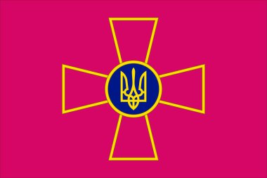 Ukrayna Silahlı Kuvvetleri 'nin bayrak asteğmeni, Ukrayna. Ukraynalı vatansever ve seyahat konsepti. Bayrak direği yok. Uçak tasarımı, tasarım. Bayrak arkaplanı