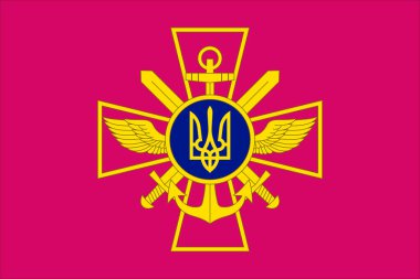 Ukrayna Silahlı Kuvvetleri Genelkurmay Başkanı, Ukrayna bayrağının en üst görüşü. Ukraynalı vatansever ve seyahat konsepti. Bayrak direği yok. Uçak tasarımı, tasarım. Bayrak arkaplanı