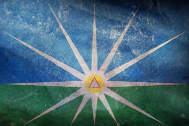 Eski Uberlandia, Brezilya 'nın grunge desenli retro bayrağının en üst görüntüsü. Brezilyalı vatansever ve seyahat konsepti. Bayrak direği yok. Uçak tasarımı, tasarım. Bayrak arkaplanı