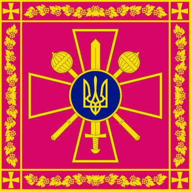 Ukrayna Savunma Bakanlığı 'nın en üst görüşü. Ukraynalı vatansever ve seyahat konsepti. Bayrak direği yok. Uçak tasarımı, tasarım. Bayrak arkaplanı