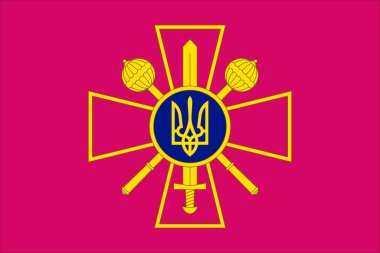 Ukrayna Savunma Bakanlığı 'nın en iyi manzarası. Ukraynalı vatansever ve seyahat konsepti. Bayrak direği yok. Uçak tasarımı, tasarım. Bayrak arkaplanı