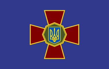 Ulusal Muhafız Teşkilatı, Ukrayna. Ukrayna seyahati ve vatanseverlik kavramı. Bayrak direği yok. Uçak düzeni, tasarım. Bayrak arkaplanı