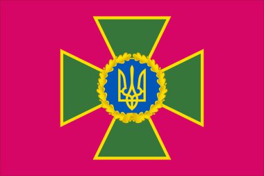 Ukrayna 'daki bayrak sınır koruma servisinin en üst görüntüsü. Ukrayna seyahati ve vatanseverlik kavramı. Bayrak direği yok. Uçak düzeni, tasarım. Bayrak arkaplanı