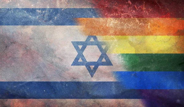 Κάτοψη Της Εθνικής Ρετρό Σημαίας Igbt Του Ισραήλ Grunge Υφή — Φωτογραφία Αρχείου