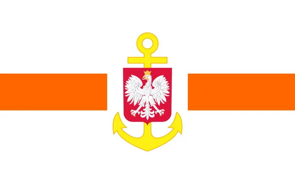 旗のトップビュー救命艇と汚染制御 サービスオレンジ ポーランド ポーランドの愛国者と旅行の概念 旗竿はない 平面設計 レイアウト 旗の背景 — ストック写真