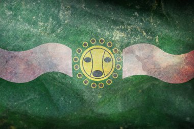 Camuy 'un retro bayrağının üst görüntüsü, Amerika' nın bağsız ve grunge dokulu devletleri. ABD seyahati ve vatanseverlik kavramı. Bayrak direği yok. Uçak tasarımı, tasarım. Bayrak arkaplanı