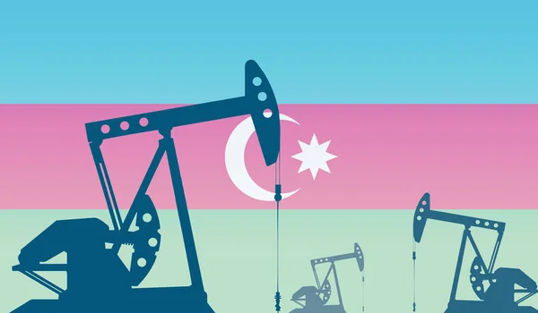 Silhouette Pompe Olio Contro Bandiera Dell Azerbaigian Estrazione Petrolio Greggio — Foto Stock