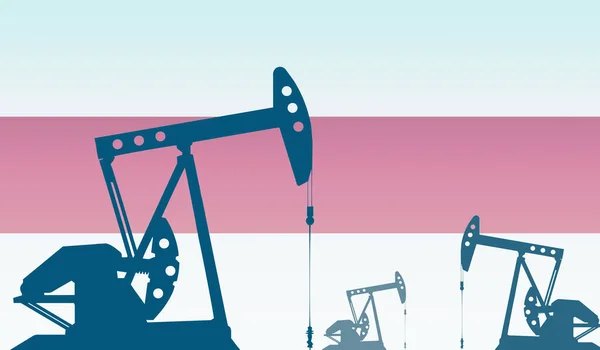 Sylwetka Olej Pompa Przeciw Sztandar Białoruś Ropa Naftowa Gaz Wydobywczy — Zdjęcie stockowe