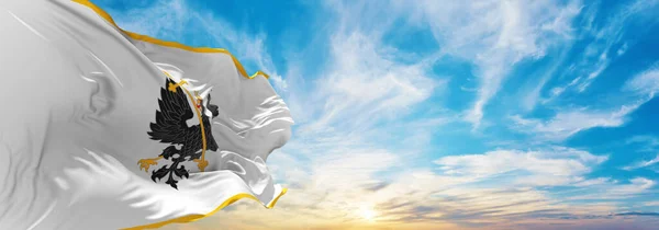 Прапор Алекса Чернігова Україна Хмарному Тлі Неба Заході Сонця Панорамний — стокове фото
