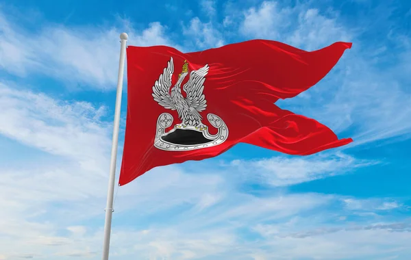 Bandeira Forças Especiais Polônia Fundo Céu Nublado Pôr Sol Visão — Fotografia de Stock