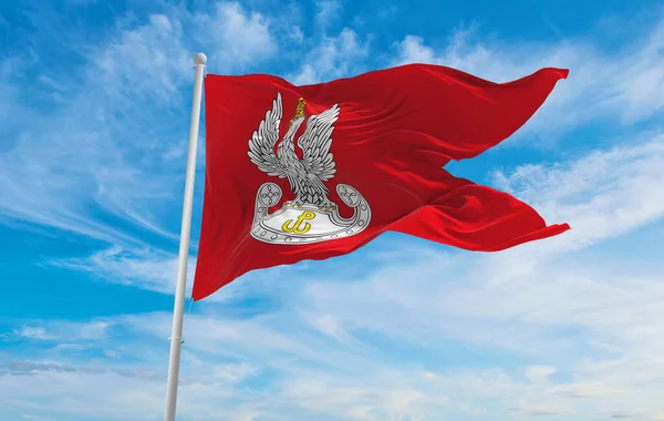 Флаг Сил Территориальной Обороны Польша Облачном Фоне Неба Закате Панорамный — стоковое фото