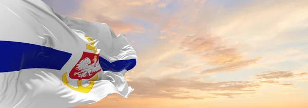 Прапор Гідрографічного Огляду Морський Офіс Сервіс Синій Польща Хмарному Тлі — стокове фото