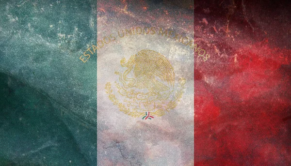 Top View Mexican Presidential Standard Mexico Ретро Прапор Текстурою Гранджу — стокове фото