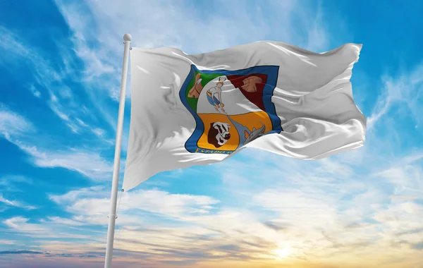 Sonoras Flagg Skyet Himmel Solnedgang Panoramautsikt Meksikansk Reise Patriotisk Konsept royaltyfrie gratis stockfoto