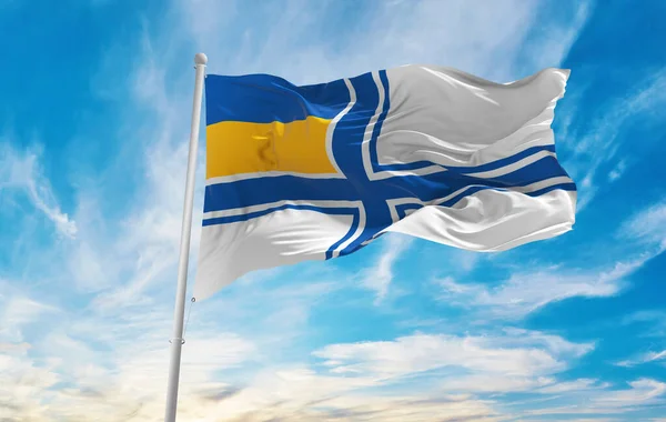 Vlajka Námořní Praporčík Ukrajina Oblačném Pozadí Oblohy Při Západu Slunce — Stock fotografie
