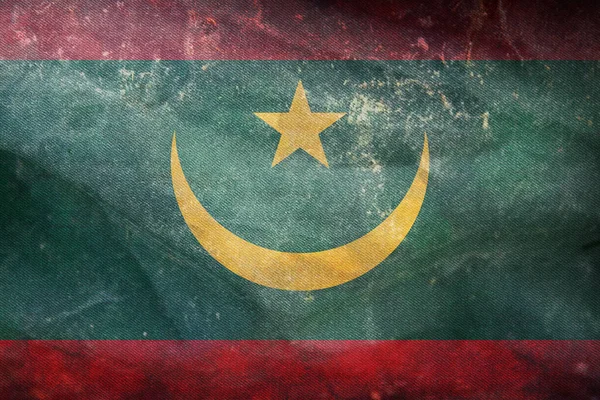Bovenaanzicht Van Officiële Retro Vlag Mauritanië Met Grunge Textuur Reis — Stockfoto