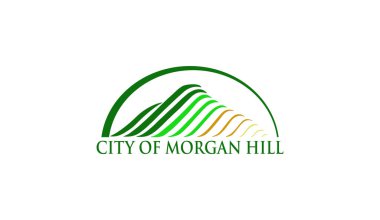 Morgan Hill, California 'nın bayrağının en üst görüntüsü, birleşik Amerika eyaletleri. ABD seyahati ve vatanseverlik kavramı. Bayrak direği yok. Uçak tasarımı, tasarım. Bayrak arkaplanı