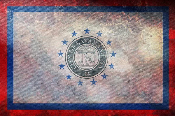 Ovanifrån Retro Flagga Savannah Georgia Obundna Stater Amerika Med Grunge — Stockfoto