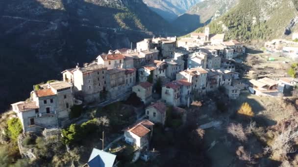 Villaggio Marie Nelle Alpi Marittime Visto Dal Cielo — Video Stock