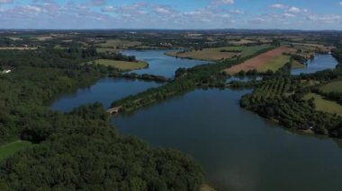 Lake of Rochereau in Vende in France seen from the sky