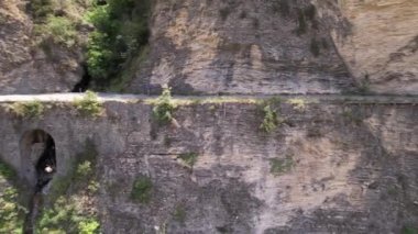 Aerial view of the old road D2205 in Clans in France