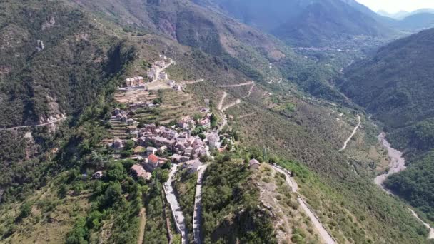 Aerial View Village Rimplas Alpes Maritimes France – stockvideo