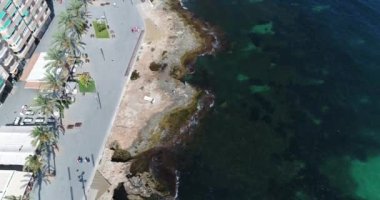 Drone flight over the beach of Torrevieja in Spain