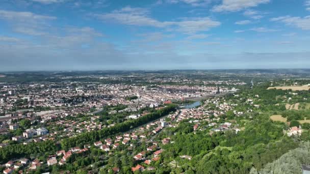 Drone View Agen Garonne Whole Valley — Stok Video
