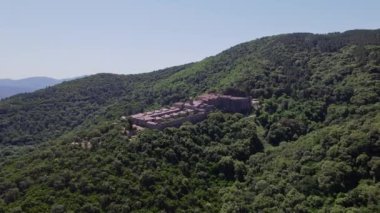 The Verne monastery in the forest of Massif of the Maures in France sky view