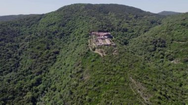 The Verne monastery in the forest of Massif of the Maures in France sky view
