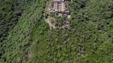 The Verne monastery in the forest of Massif of the Maures in France sky view