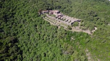 The Verne monastery in the forest of Massif of the Maures in France sky view