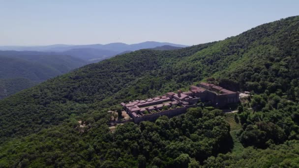 Verne Monastery Forest Massif Maures France Sky View — Stockvideo