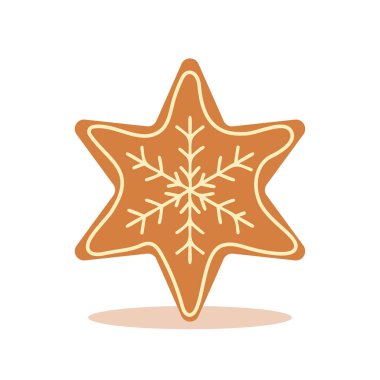 Tatlı noel zencefilli ekmeği. Lezzetli kurabiye. Düz vektör illüstrasyonu