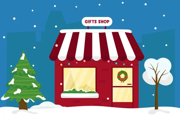 Christmas market. Winter Wonderland. Cute gift shop — Stock Vector