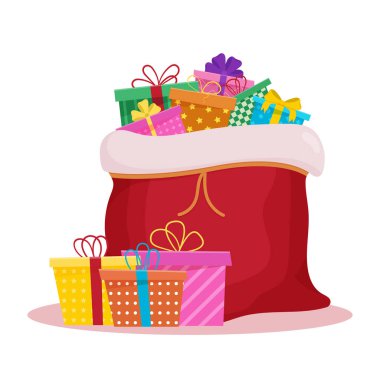 Noel Baba 'nın hediyeleriyle dolu bir çanta