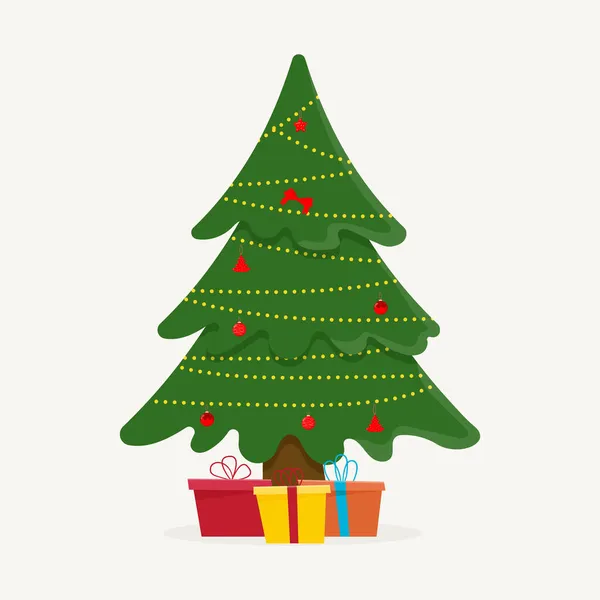 Árbol Navidad Con Bola Árbol Juguete Árbol Regalos Navidad — Vector de stock