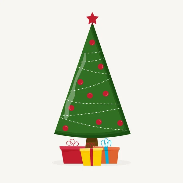 Árbol Navidad Con Bola Árbol Juguete Árbol Regalos Navidad — Vector de stock