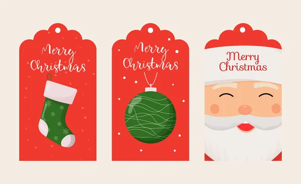 Σετ Χριστουγεννιάτικων Καρτελιών Καλά Χριστούγεννα Και Νέο Έτος Ετικέτα Σύνολο — Διανυσματικό Αρχείο