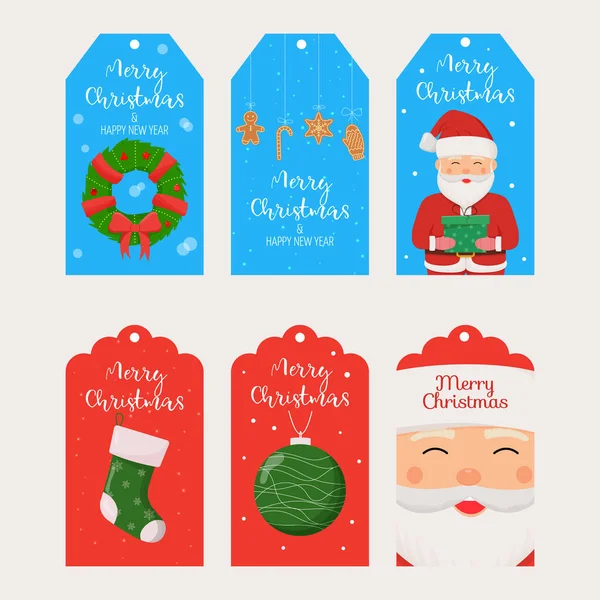 Σετ χριστουγεννιάτικων καρτελιών. Καλά Χριστούγεννα και το νέο έτος ετικέτα σύνολο — Διανυσματικό Αρχείο