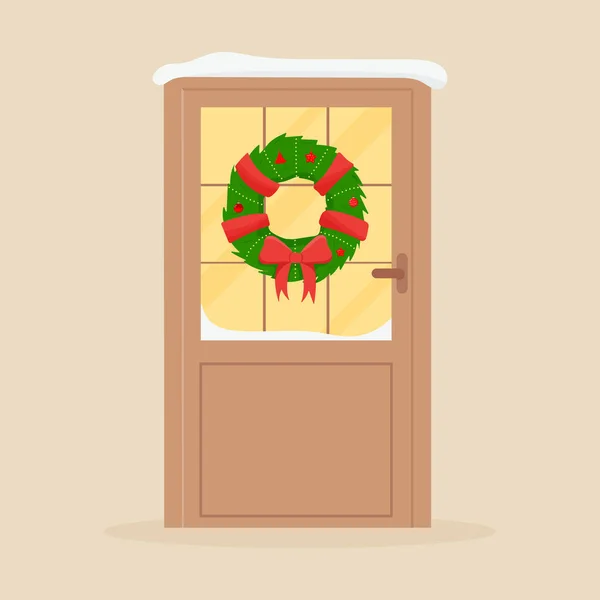 Süslü Noel kapısı. Kış ön kapısı — Stok Vektör