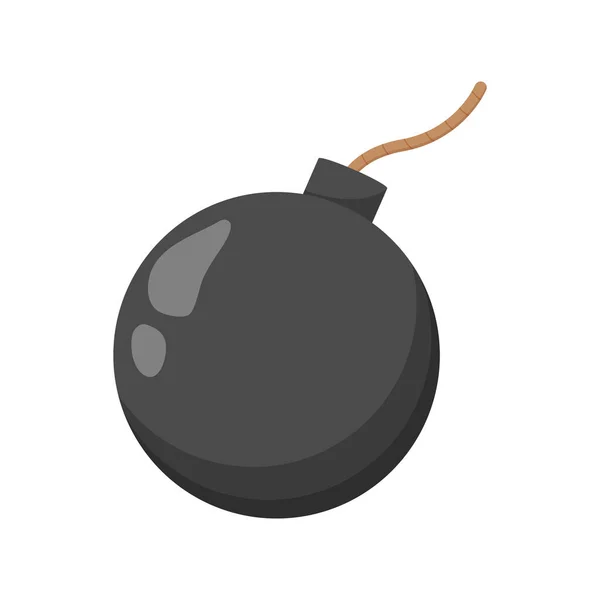 Fekete bomba elkülönítve fehér háttérrel. Lapos vektor Illusztráció — Stock Vector