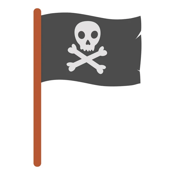 Bandeira pirata isolada em fundo branco. Jolly roger. Ilustração vetorial plana —  Vetores de Stock