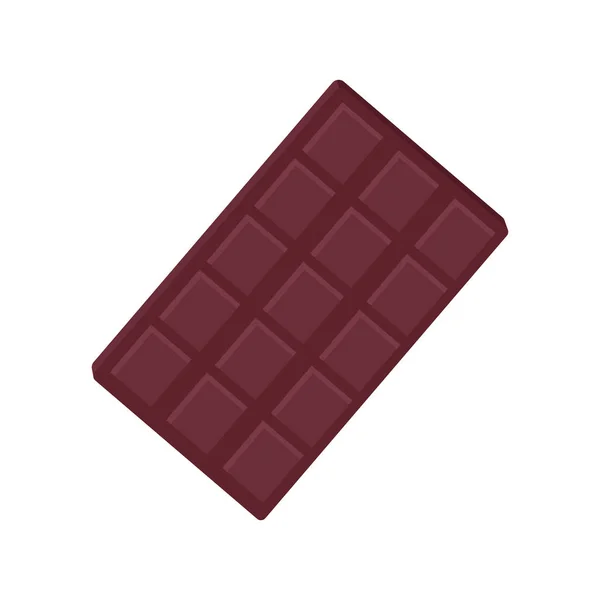 Barra de chocolate negro sobre fondo blanco. Ilustración vectorial plana — Vector de stock
