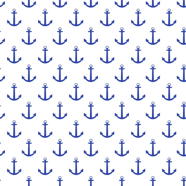 Blue see anchor seamless pattern. Flat vector illustration — Stock Vector