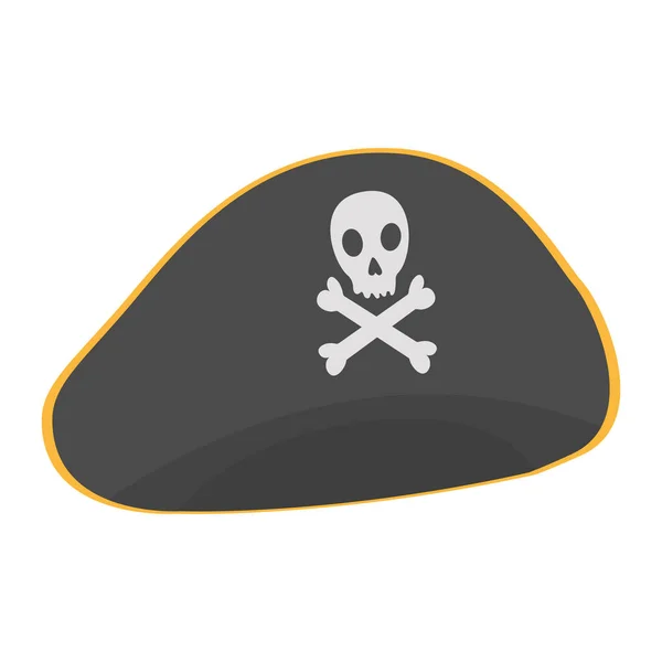 Black pirate hat with skull isolated on white background — Stock Vector