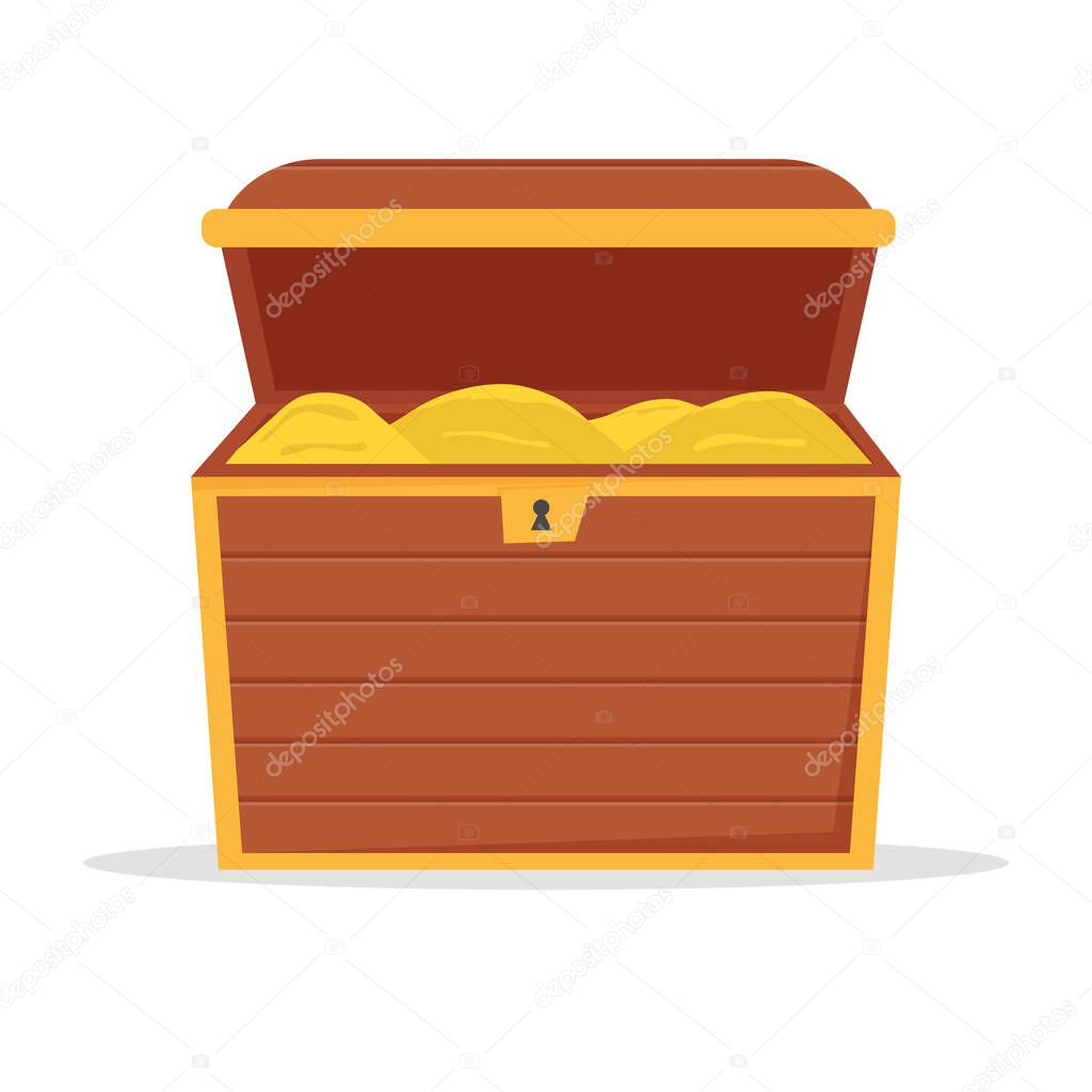 Wooden treasure chest isolated on white background