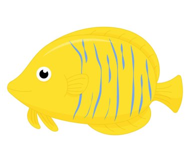 Şirin deniz balığı. Okyanustaki vektör çizgi film karakteri. Tropik balıklar.